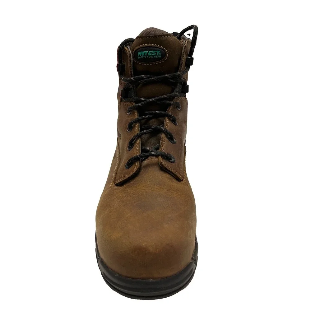 Hytest Boot Mens Size 8 Wide Knox 2 Steel Toe Work Brown Sudan Brown Leather